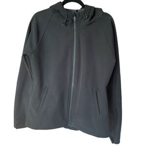 Fabletics Women's Black Hooded Full Zip Softshell Jacket Size L